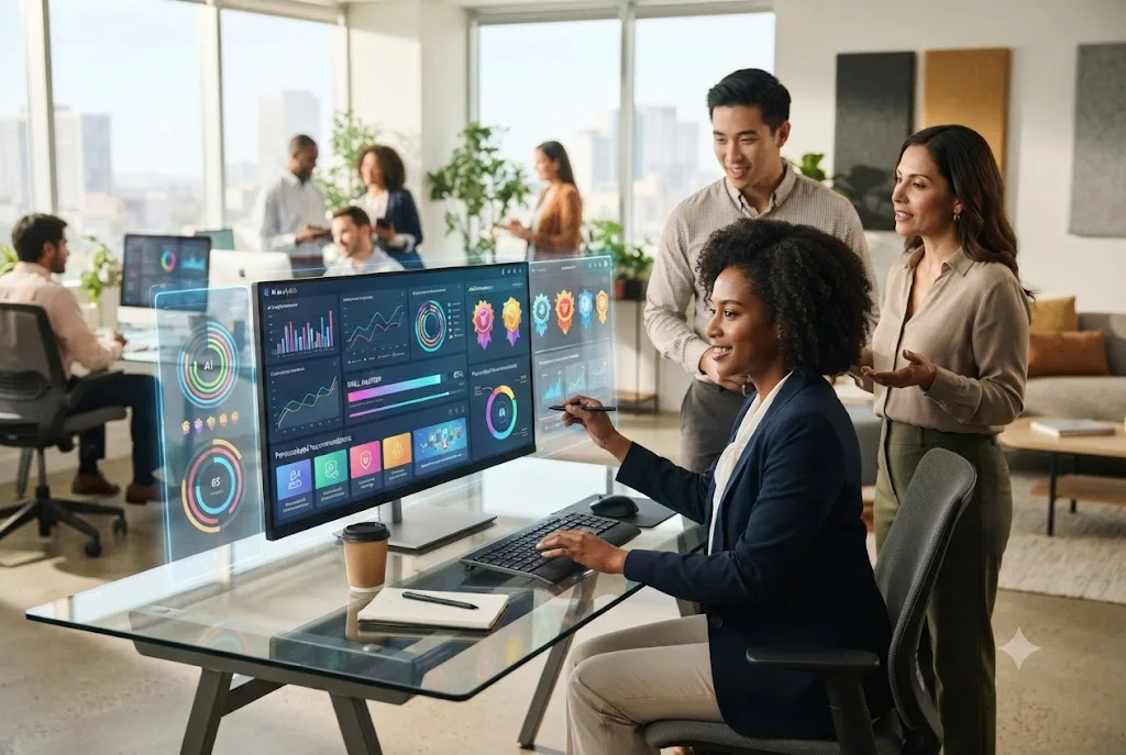 AI gamification platform showing personalized challenges, intelligent rewards, and adaptive user engagement.