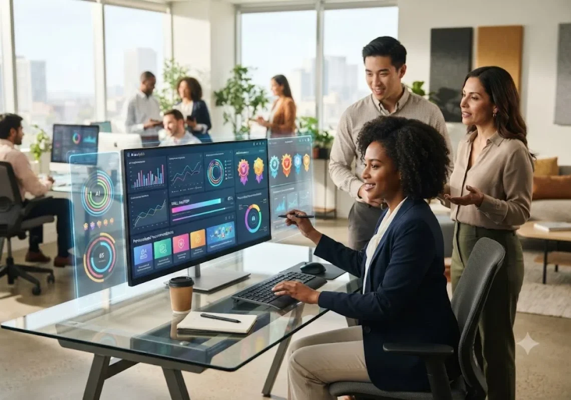 AI gamification platform showing personalized challenges, intelligent rewards, and adaptive user engagement.