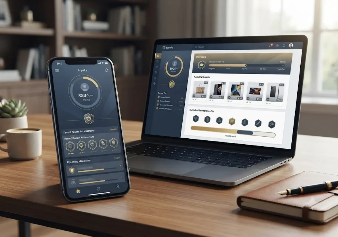 gamification in loyalty programs showing rewards points and progress tracking